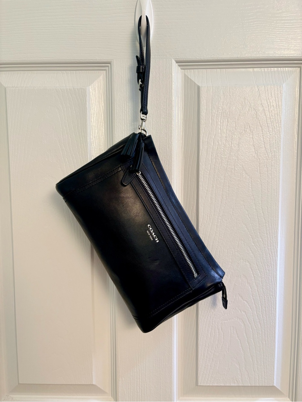 Coach Black Leather Wristlet Clutch